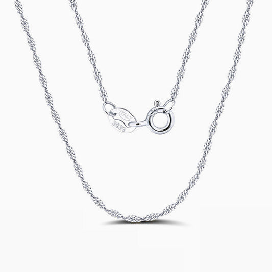 Shimmer 1.5MM Twisted Singapore Chain Necklace in Sterling Silver