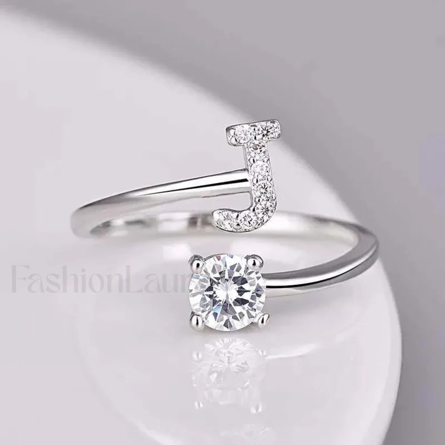 Shining Rhinestone New Fashion Initial Alphabet Opening Charm Jewelry Ring