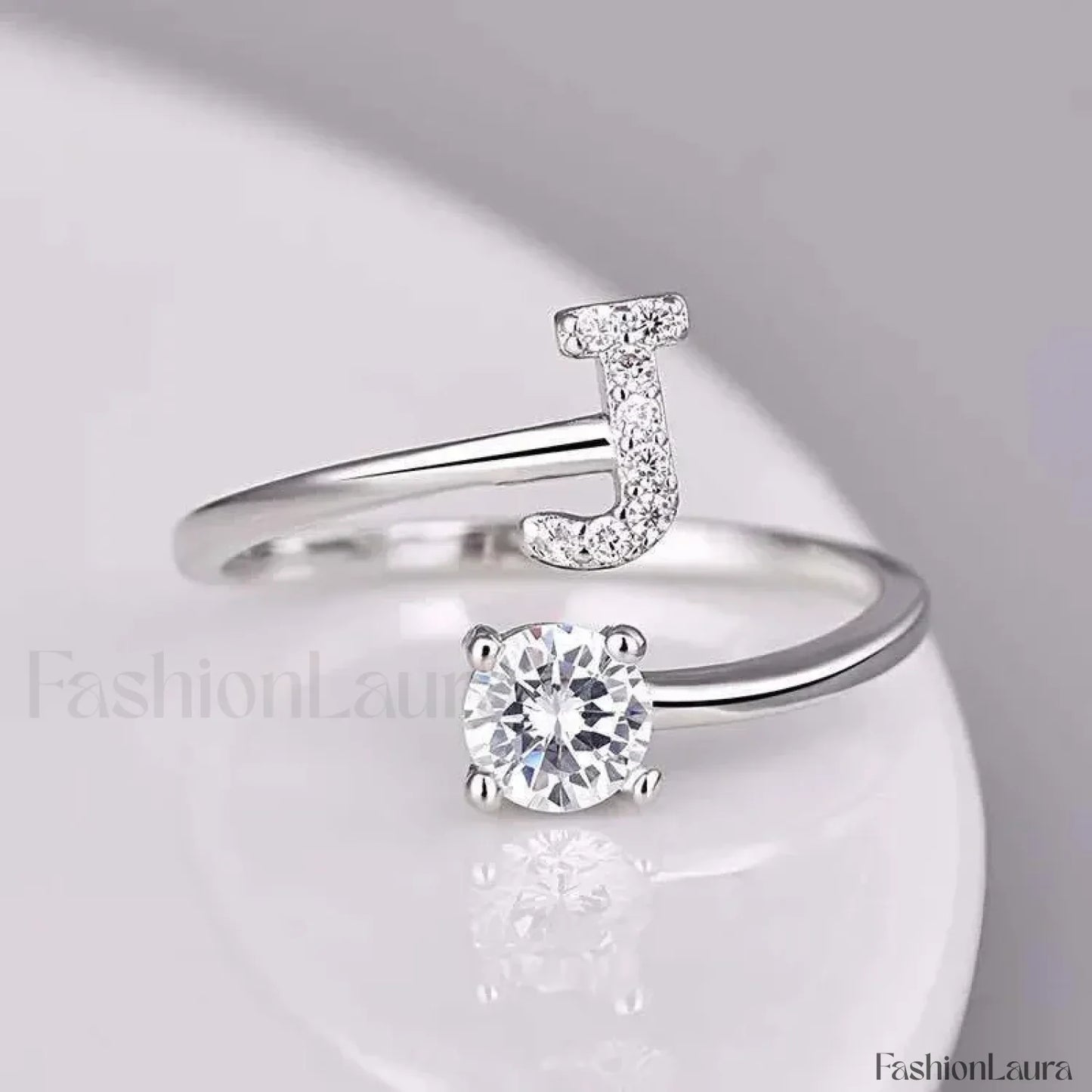 Shining Rhinestone New Fashion Initial Alphabet Opening Charm Jewelry Ring