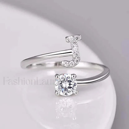 Shining Rhinestone New Fashion Initial Alphabet Opening Charm Jewelry Ring