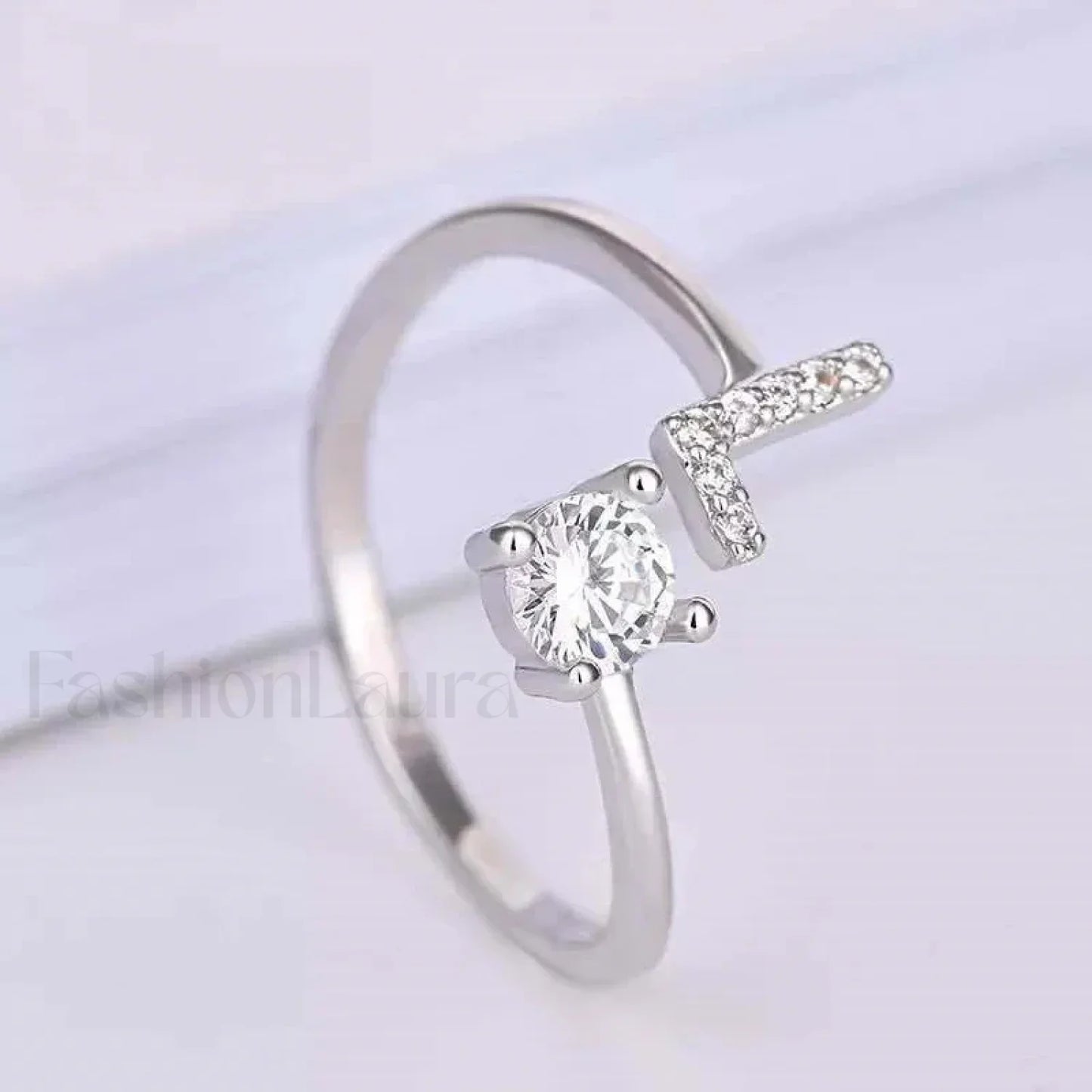Shining Rhinestone New Fashion Initial Alphabet Opening Charm Jewelry Ring
