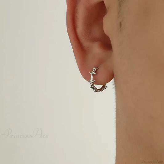 Shiny Thorns Circle Five-Pointed Star Earring