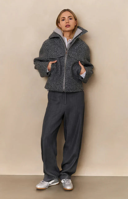 Maison Bouclé Zip Jacket | Cropped Fit | Textured Wool Effect