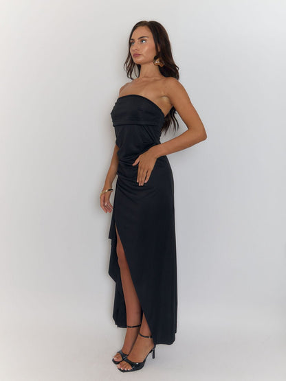 Strapless Backless Column Floor Length Maxi Dress