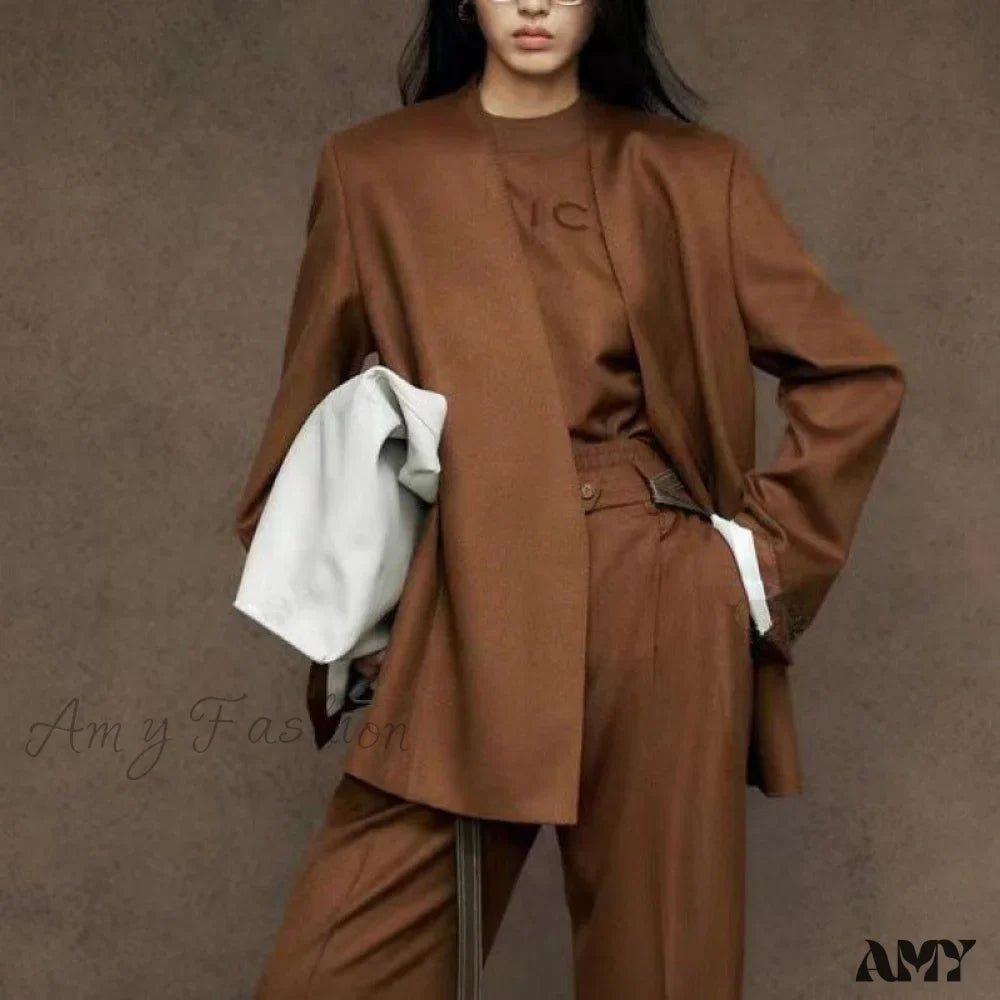 Simple Italian Wool Print T-Shirt Suit