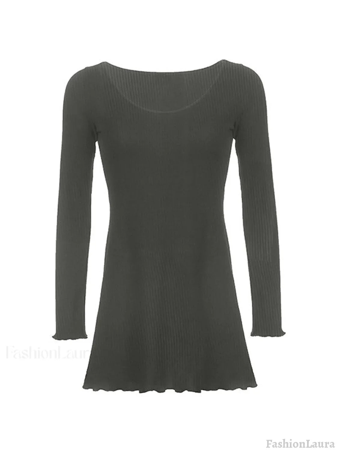 Simple Knitted Long Sleeve Mini Dress