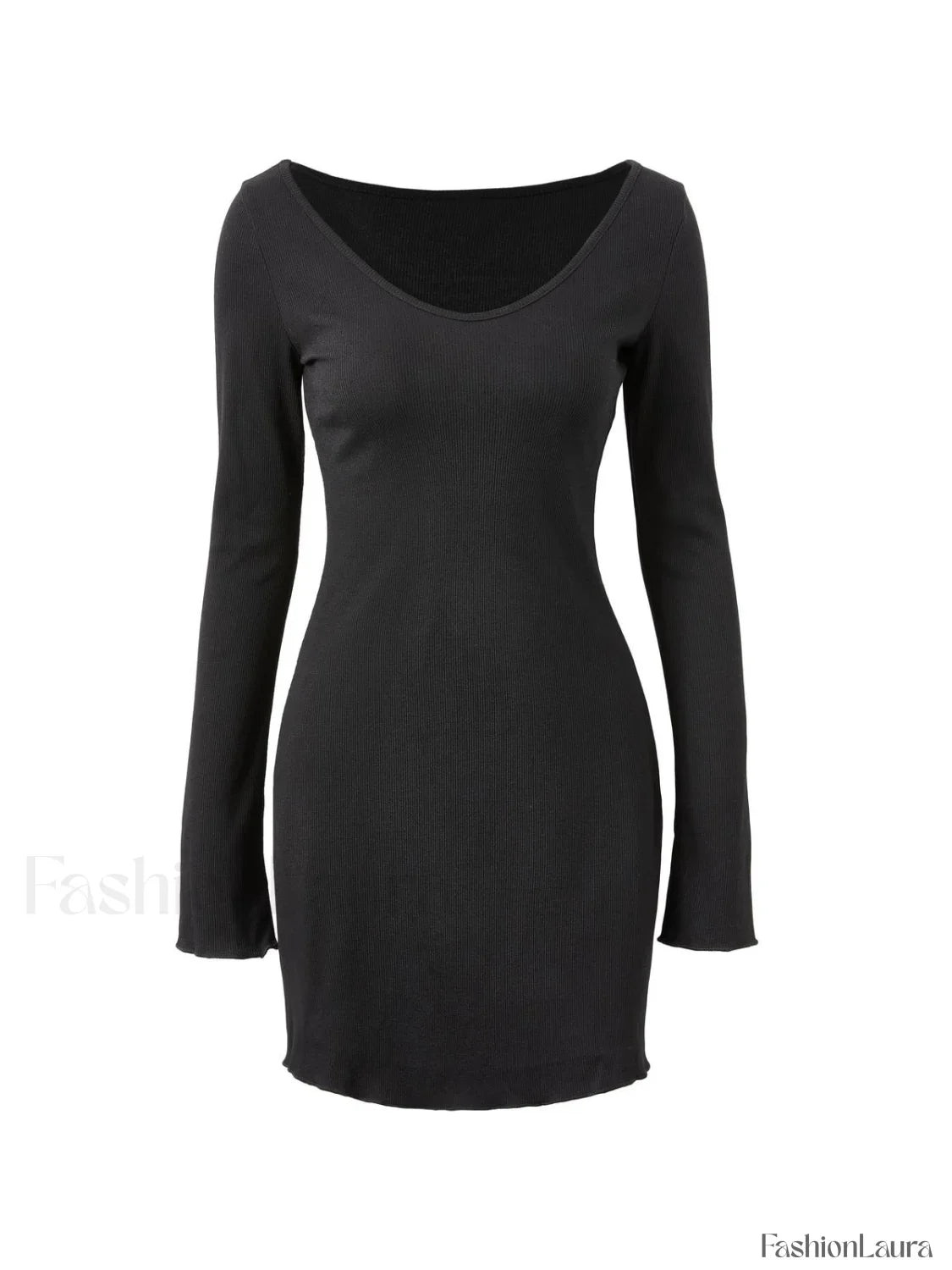 Simple Knitted Long Sleeve Mini Dress
