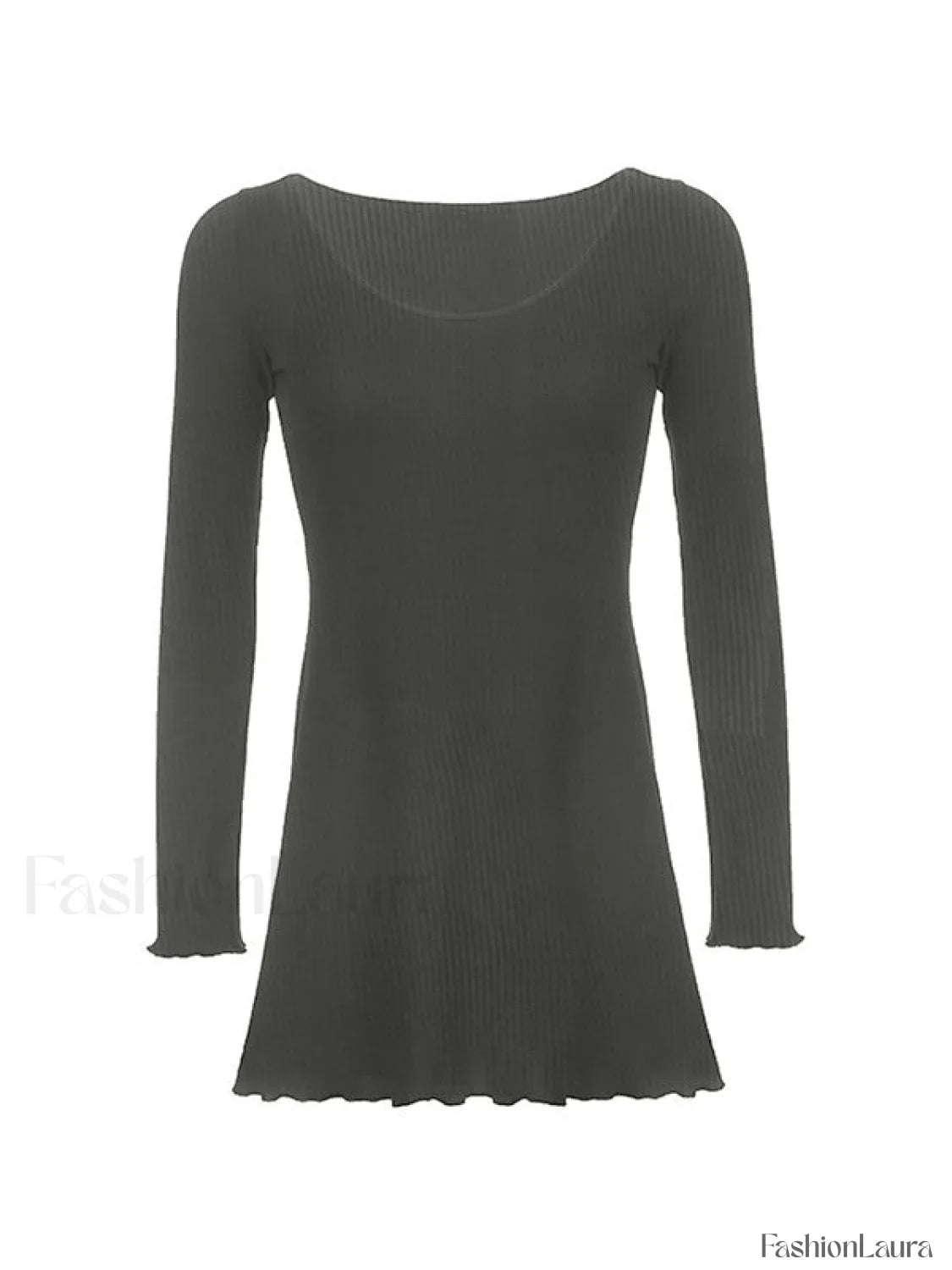 Simple Knitted Long Sleeve Mini Dress