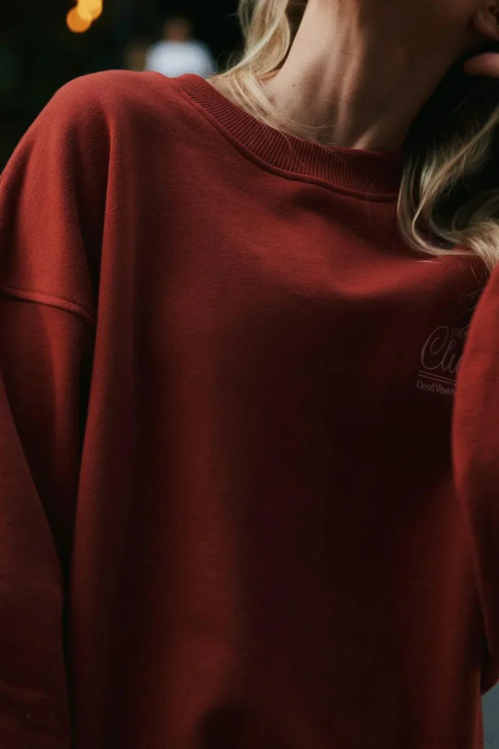 Simple Solid Color Letter Print Crew Loose Sweatshirt