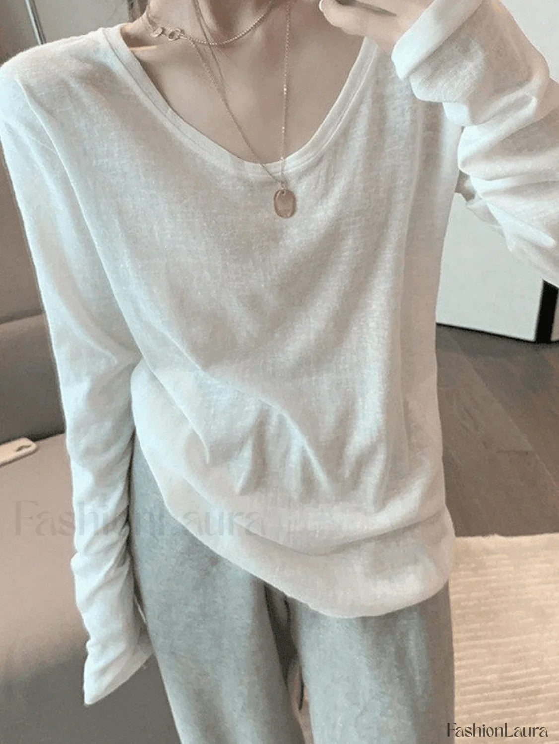 Simple Solid Color Long Sleeve Tee