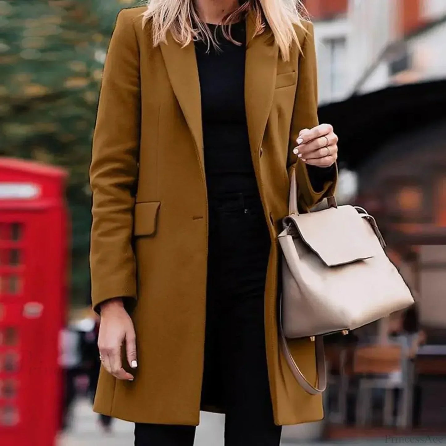 Single-Breasted Wool Suit Blazer Overcoat