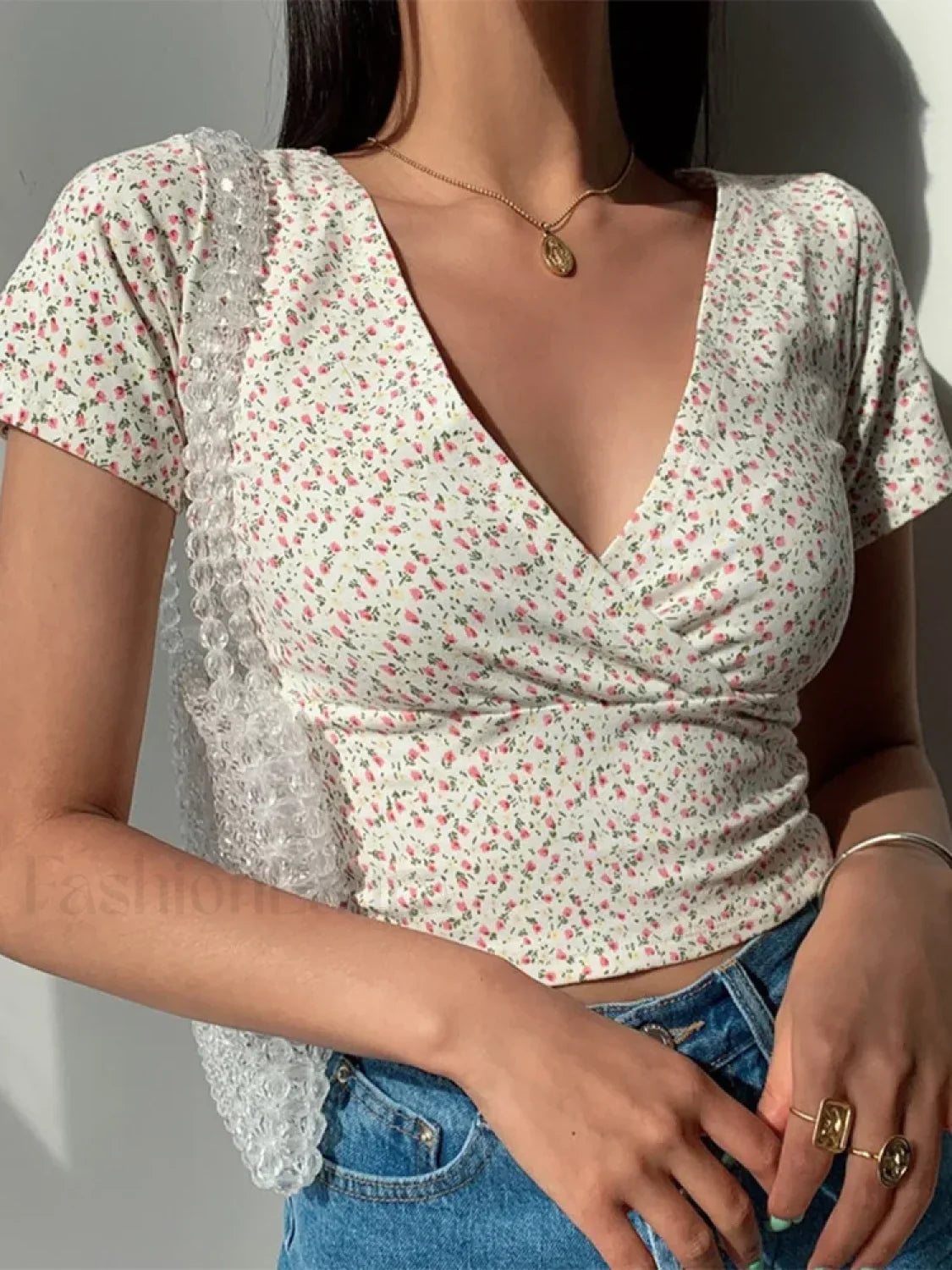 Slimming High Waist Wild Women's Top Short Sleeve Tee