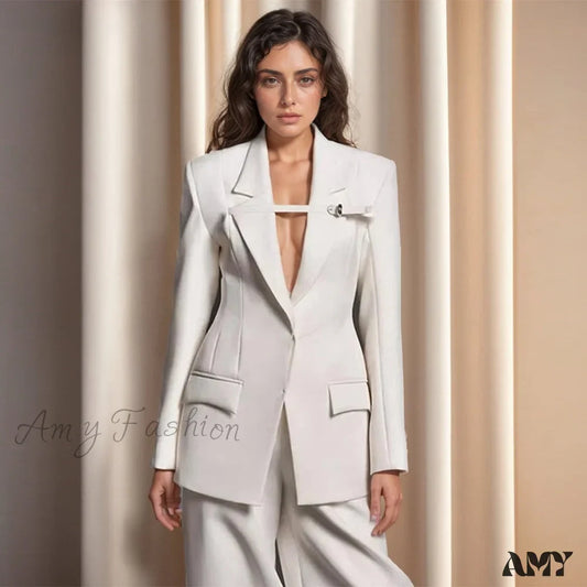 Slimming Hollow Out Casual Lapel Long Sleeve Notched Collar Patchwork Belt Fashion Style Coats Blazer