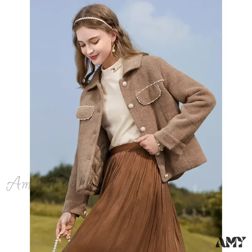 Small Fragrant Lapel Thick Warm Y2K Vintage Padded Outerwear Coat