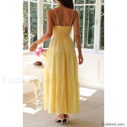 Smocked Bow-Front Midi Dress