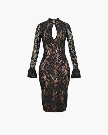 | Cut-Out Lace Midi Dress