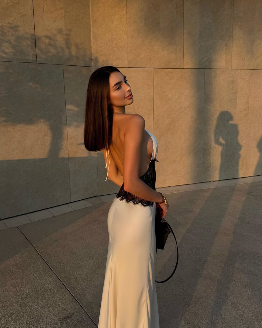 | Satin Lace Backless Maxi Dress