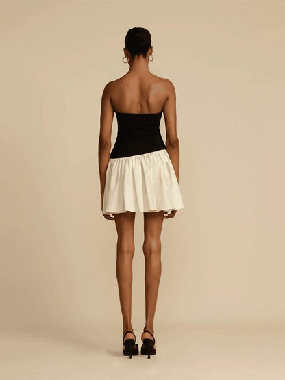 | Strapless Knitted Linen Mini Dress
