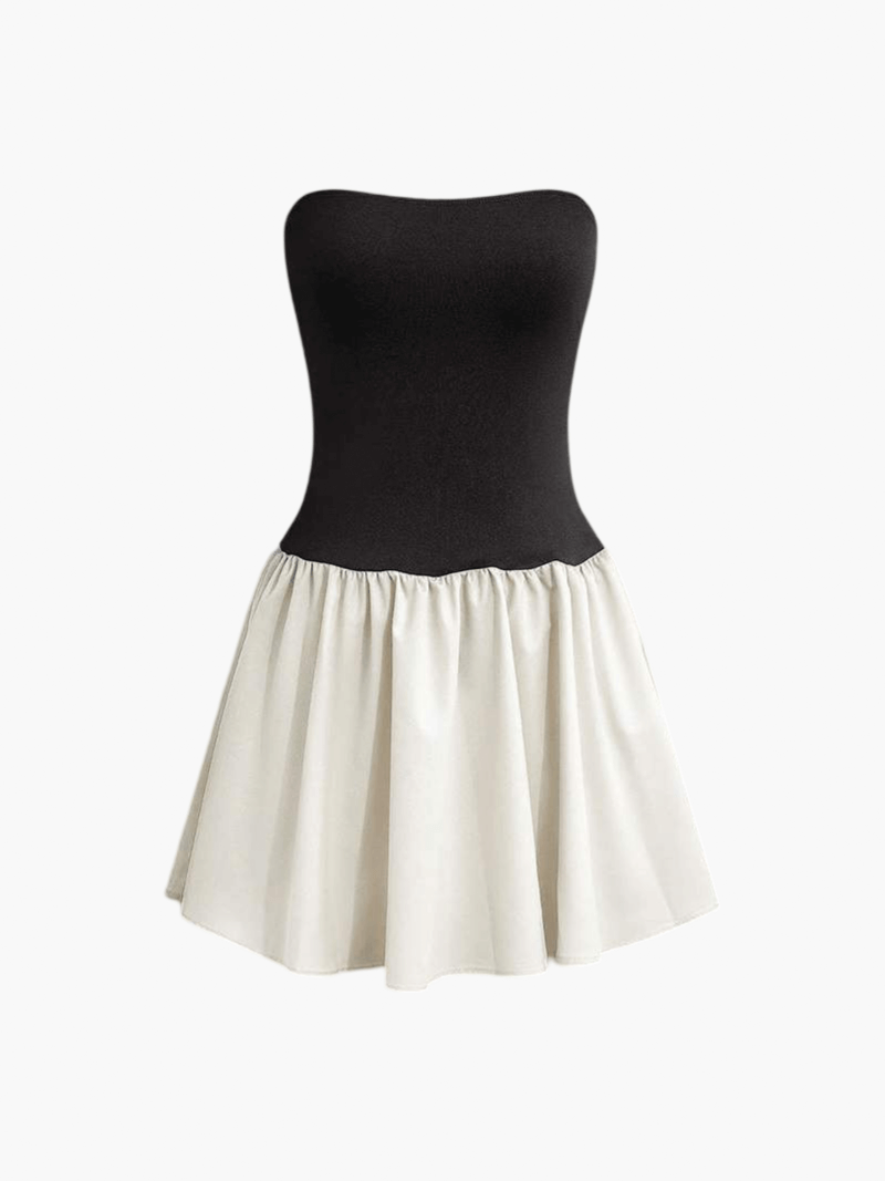 | Strapless Knitted Linen Mini Dress