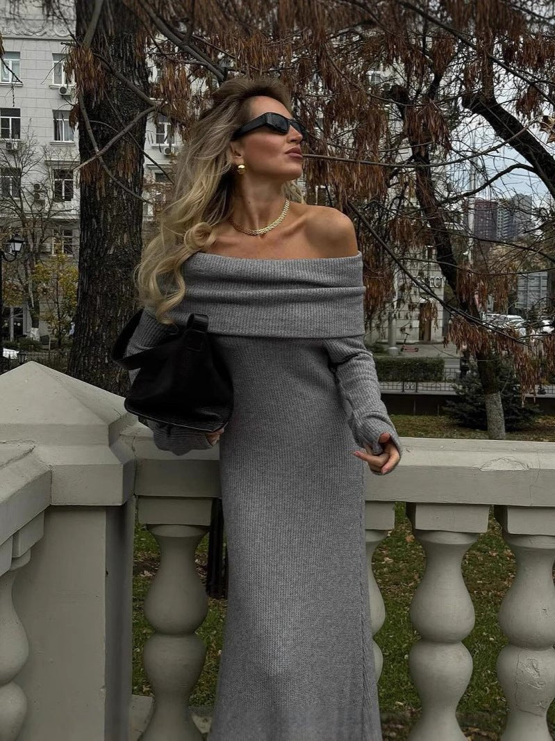 | Knit Pullover Maxi Dress - Soft Breathable Material