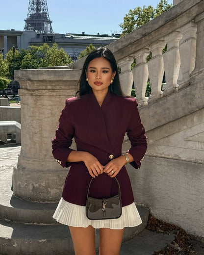 | Blazer Dress with Splicing Skirt