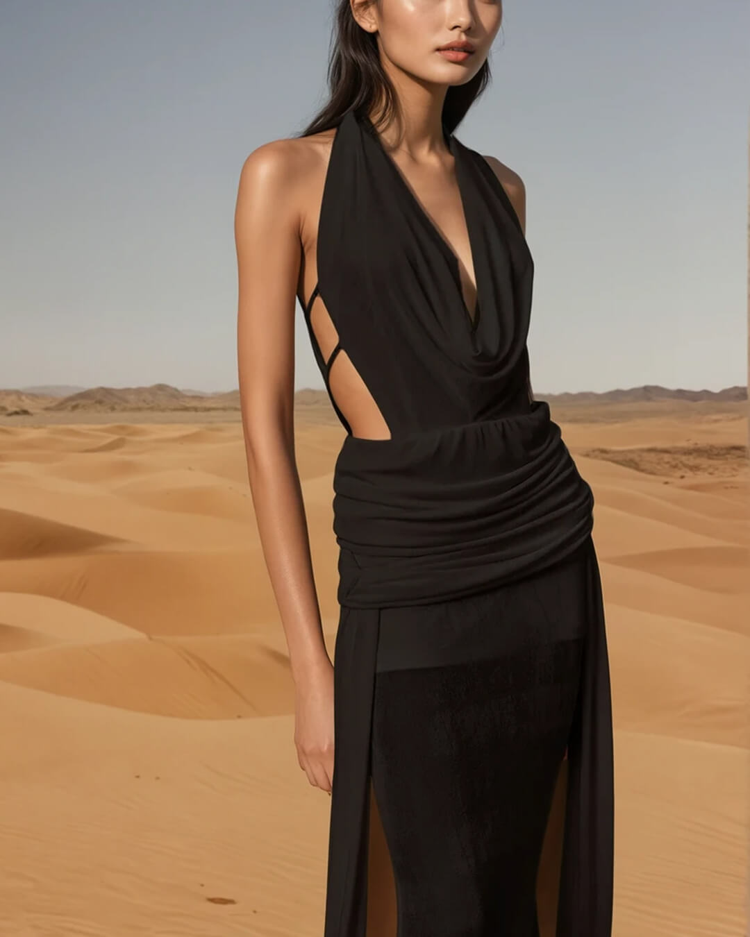 | Halterneck Backless Maxi Dress