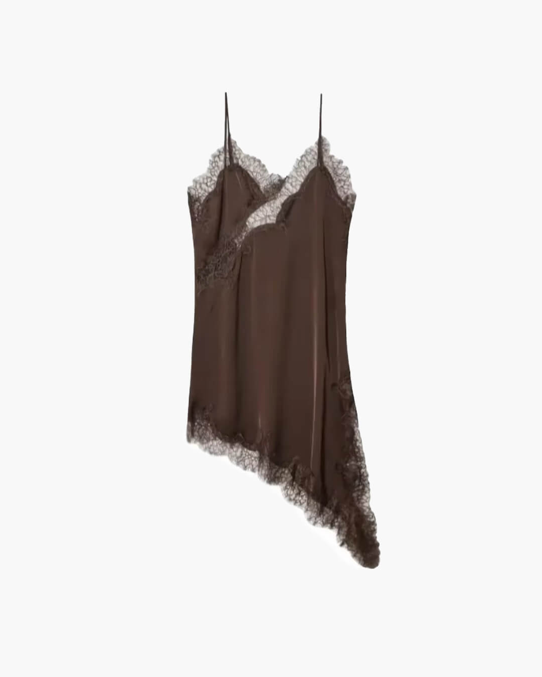 | Asymmetric Satin and Lace Mini Dress