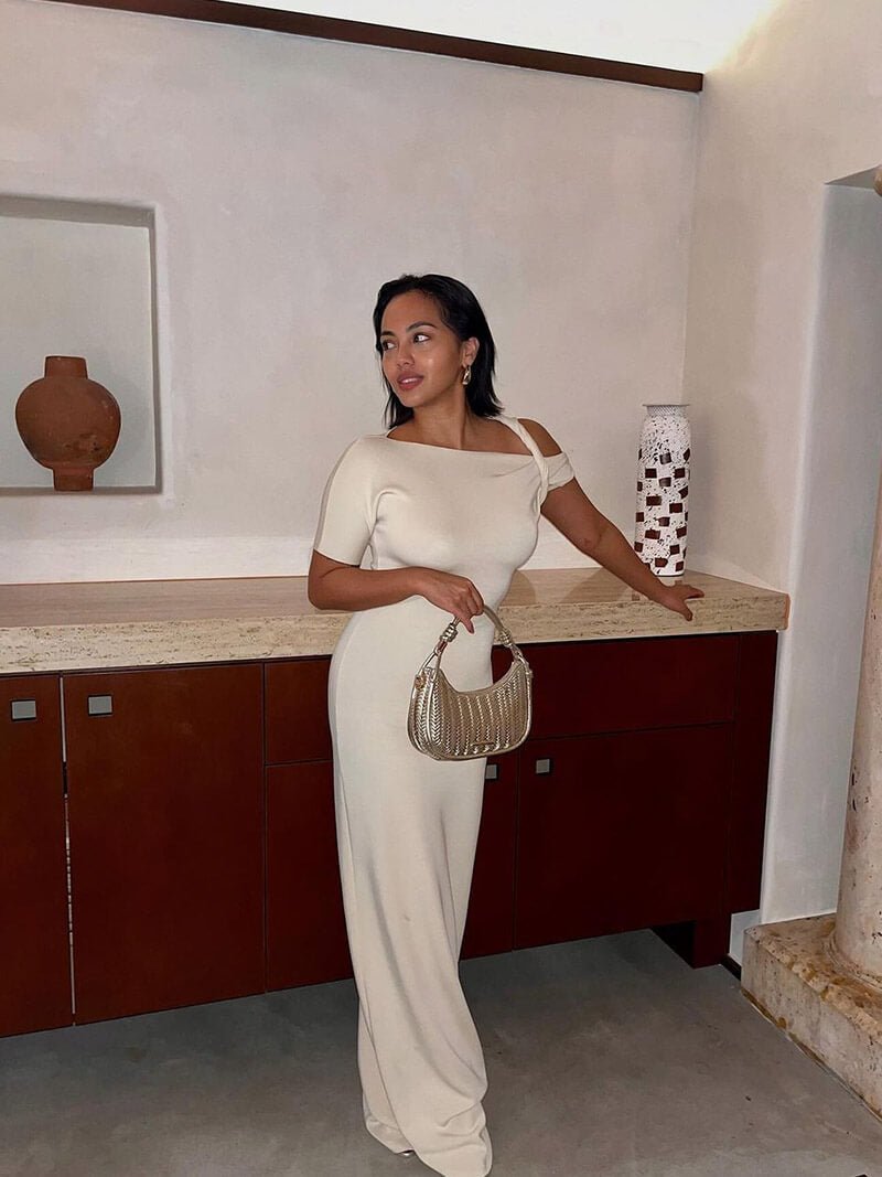 | Twisted Off-Shoulder Maxi Dress