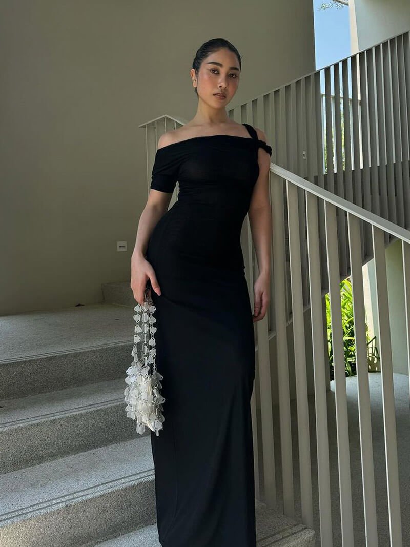 | Twisted Off-Shoulder Maxi Dress