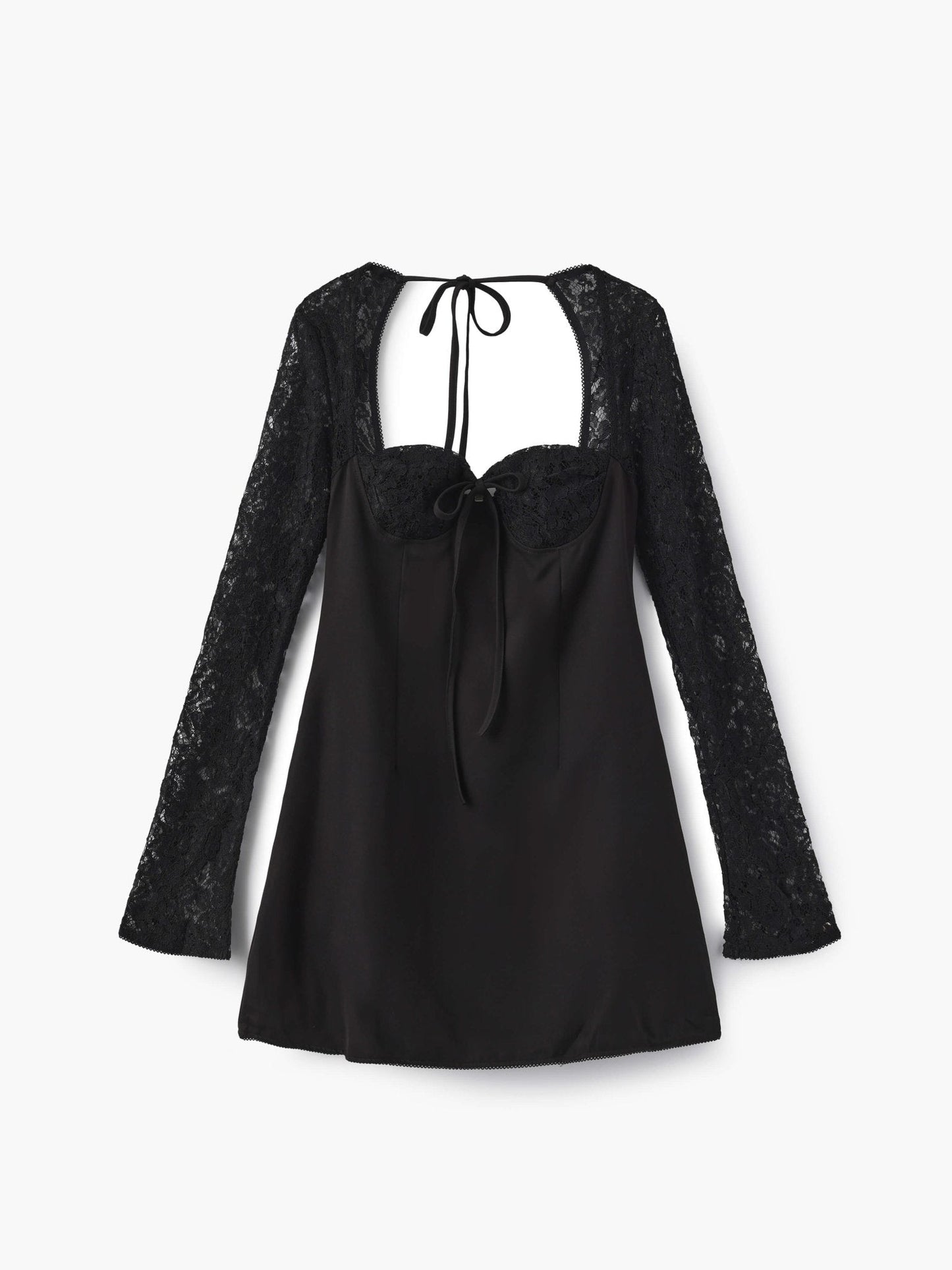 | Lace-Trim Bodycon Mini Dress – Sweetheart Neckline