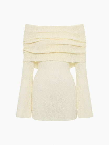 | Strapless Bouclé Knit Mini Dress