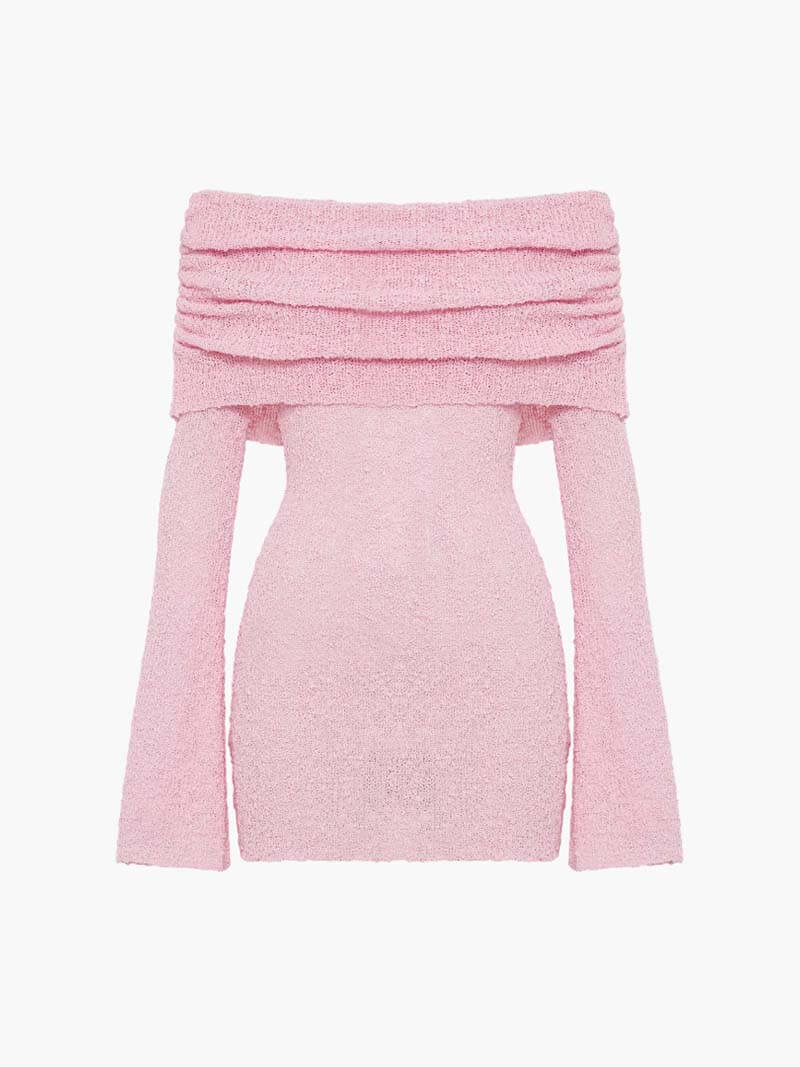 | Strapless Bouclé Knit Mini Dress