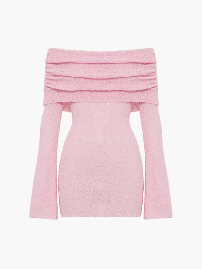 | Strapless Bouclé Knit Mini Dress