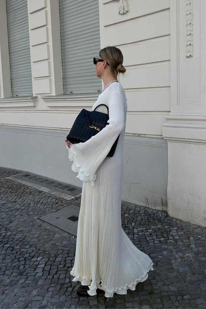 | Ribbed Linen-Blend Maxi Dress