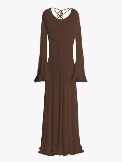 | Ribbed Linen-Blend Maxi Dress
