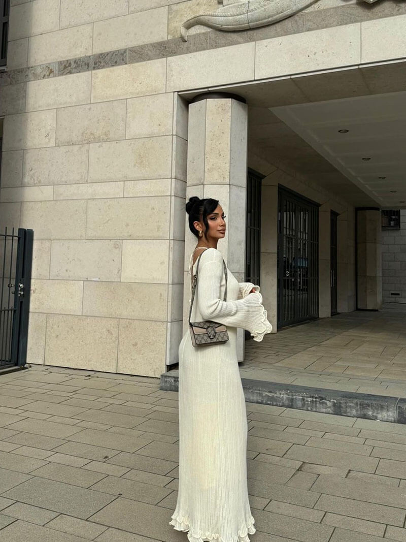 | Ribbed Linen-Blend Maxi Dress