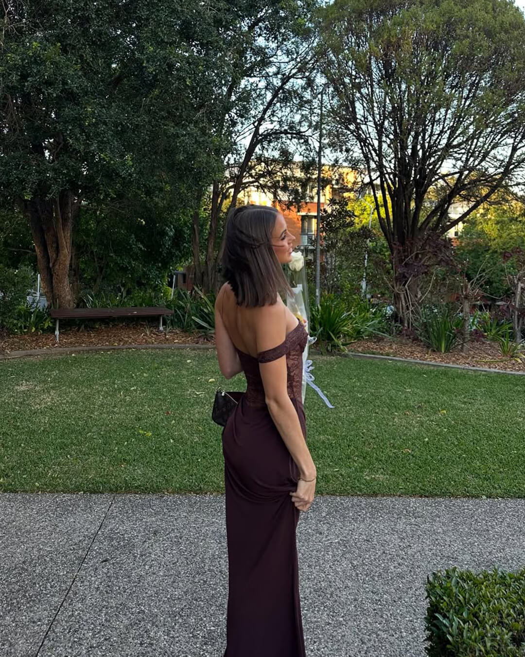 | One-Shoulder Lace Backless Maxi Dress