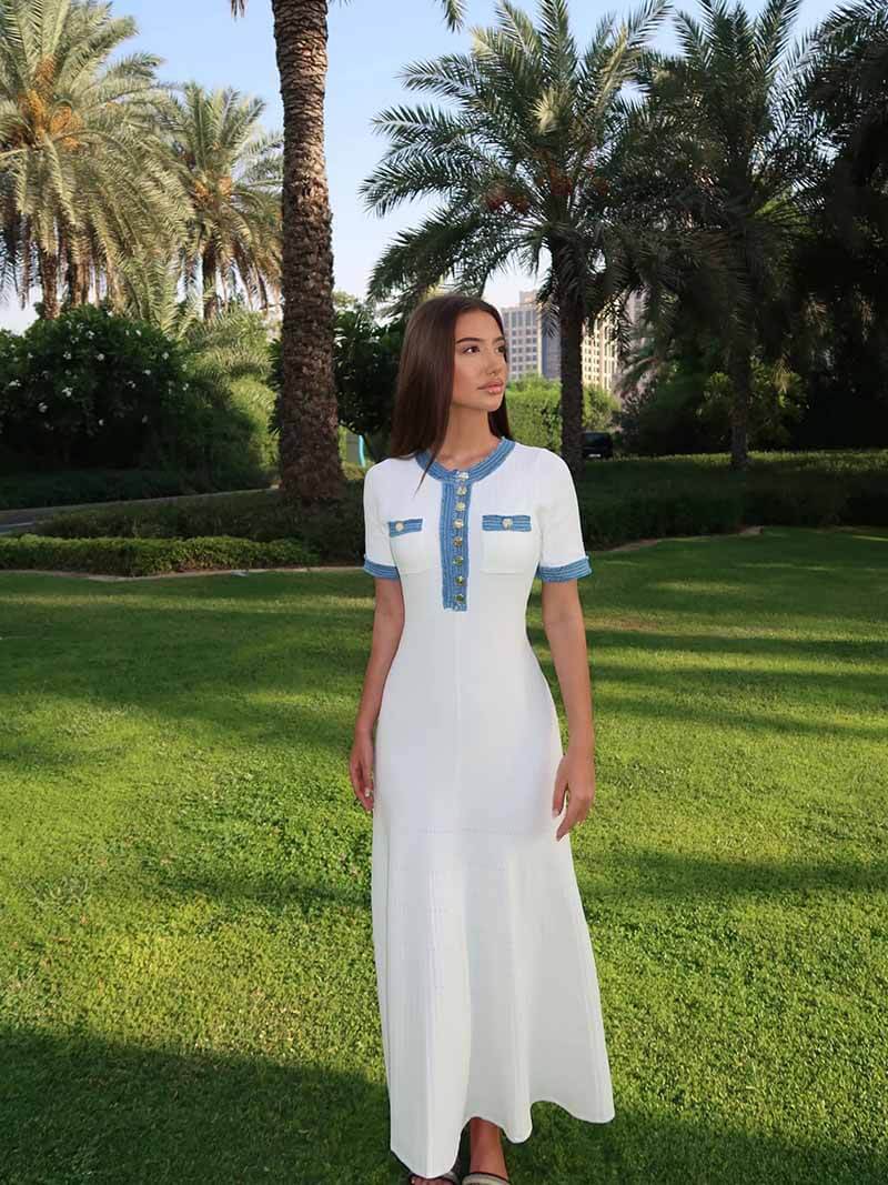 | Button-Front Knit Maxi Dress