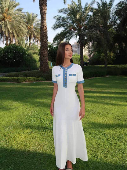 | Button-Front Knit Maxi Dress