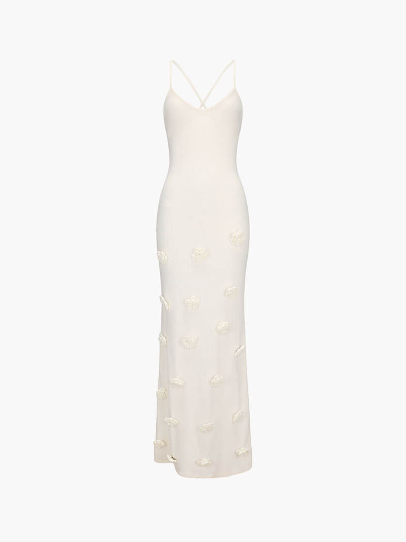 | Crocheted Floral Bodycon Dress – V-Neck Knit Mini Dress