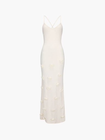 | Crocheted Floral Bodycon Dress – V-Neck Knit Mini Dress