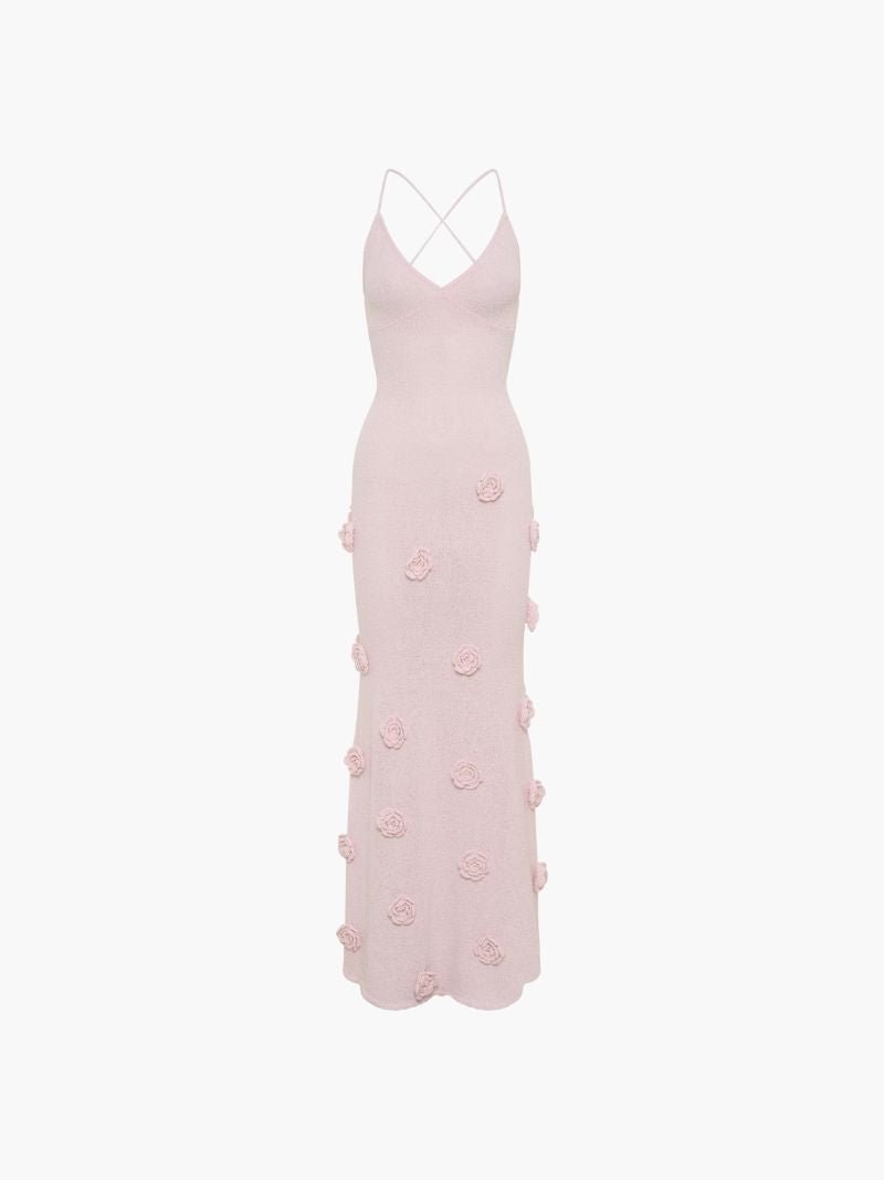 | Crocheted Floral Bodycon Dress – V-Neck Knit Mini Dress