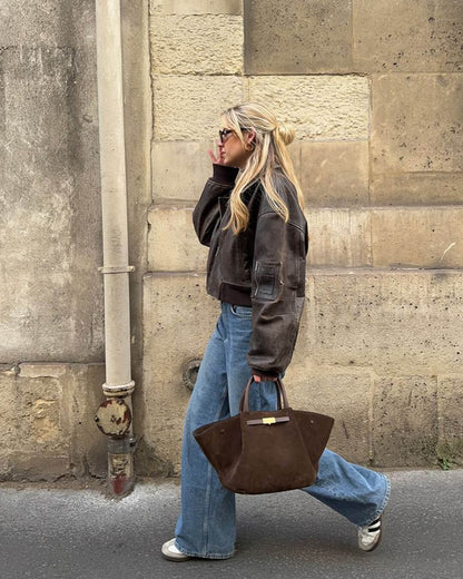 The Melanie — Structured Suede Tote Bag