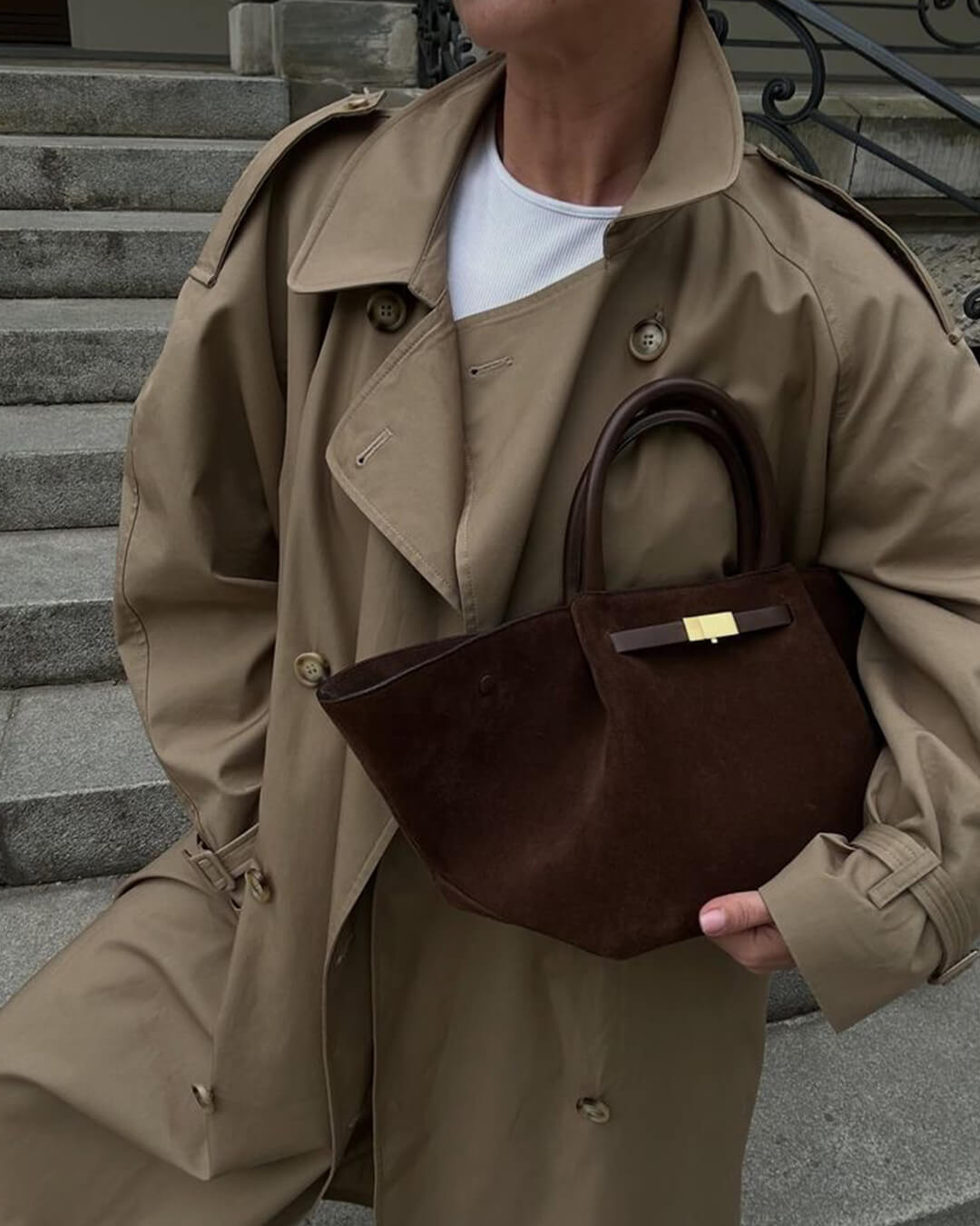 The Melanie — Structured Suede Tote Bag