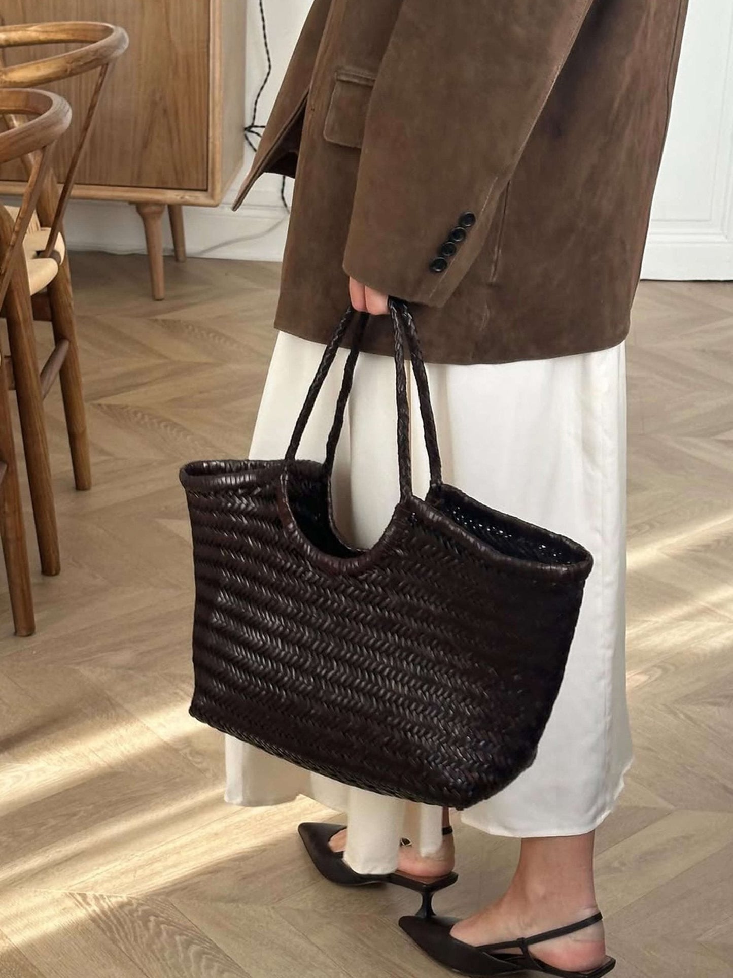 The Rica — Woven Vegan Leather Tote Bag