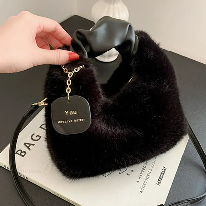 Soft Plush Simple Crossbody Handbag Women’s Bag