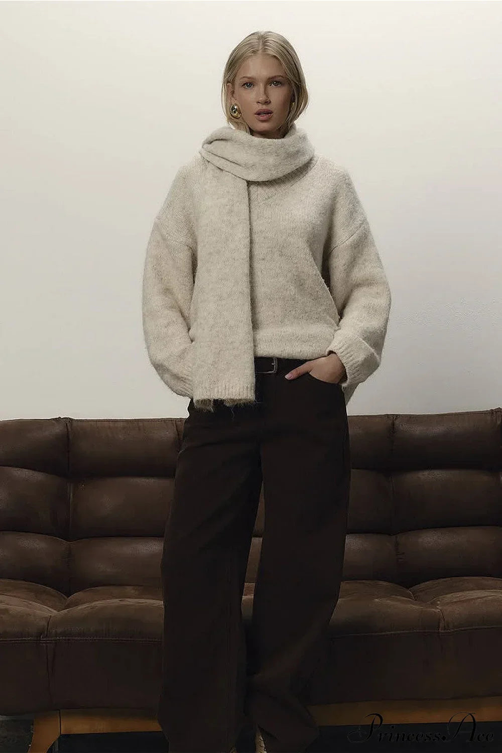 Soft Wool Crew Neck Loose Slouchy Sweater