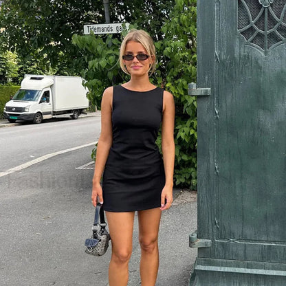 Solid Basic O-neck Sleeveless Bodycon Summer 2024 Female Casual Slim Holidays Party Mini Dress