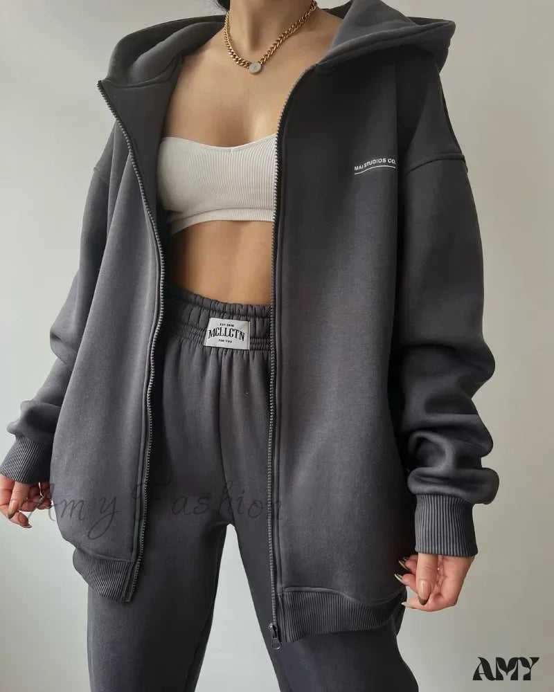 Solid Color Autumn Sportswear Hooded Oversized Pullover Hoodie