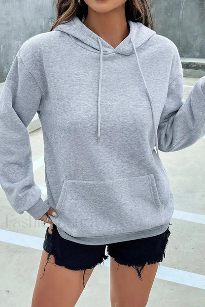 Solid Color Casual Pocket Hoodie
